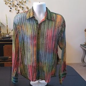 Sheer Long sleeve button down woven shirt